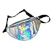 MOUNCHAIN Waist Packs by Women's Shiny Laser Holographic Waist Fanny Packs with Adjustable Waistband-Smartphone Money Coins Keys Passport Holder Silver