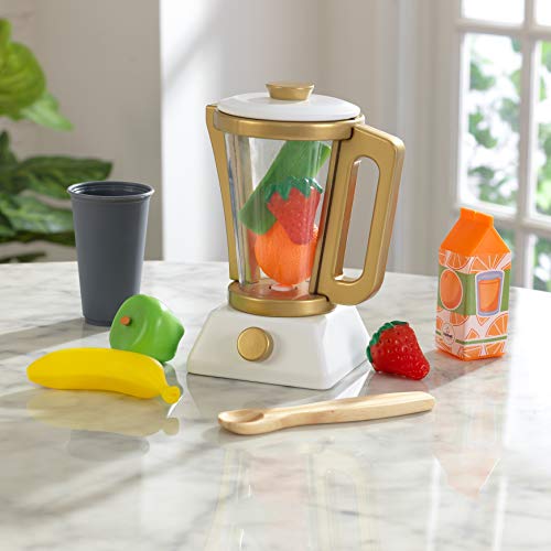 KidKraft Goldenes Smoothie Spielset aus Holz für Kinderküche mit Mixer und Obst, Spielküche Zubehör, Spielzeug für Kinder ab 3 Jahre, 53537 – Bild 3