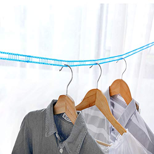 XINGSUI 2Pcs Windproof Nylon Clothes Line Portable Travel Clothes Line Used for Indoor and Outdoor Camping Hangers (Blue, Green, 5m)