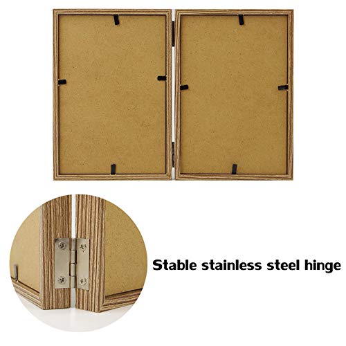 4x6 Picture Frames Double Hinged MDF Wood Grain with Glass Front Stand