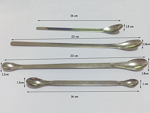 Stainless Steel Small Scoop Reagent Lab Sampling Spoon Lab Spatulas Scoop Bar Spoon 22cm/16cm 4 Pcs