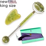 Jade Roller Gua Sha Set - Anti Aging Jade Roller for Face - Real Jade Stone Face Massager for Lift, Slim, Depuff, Boost Collagen