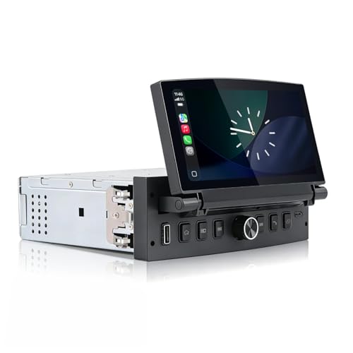 Peugeot 206 207 308 3008 Citroen C2 C3 C4 Picasso Single DIN Linux Car Stereo with Wireless CarPlay and Android Auto Touch Screen Retractable Plug and Play Bluetooth FM Radio RDS