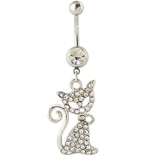 Cat Pendant navel Belly button ring bar fashion woman body piercing jewelry 14G Free Shipping
