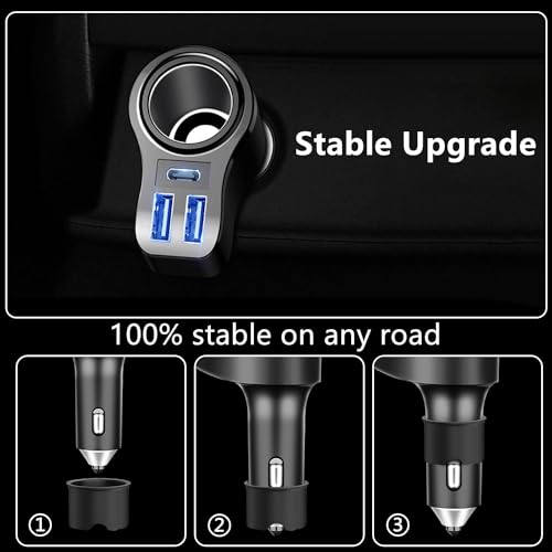 USB Car Cigarette Lighter Charger, PD3.0 Rapid Car Charger USB C Car Charger for iPhone 17/Air/16/15 Pro Max, iPad, Samsung Galaxy S25 S24, Huawei