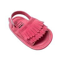 Vanbuy Baby Boys Girls Shoes Tassels Sandals Infant Soft Rubber Sole Moccasins Toddler Crib Anti Slip Shoes WB04-Rose Red-S