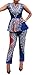 Blansdi Women African Print Bodycon Peplum Blouse Tops Long Pants 2 Piece Suit Sets Outfits Blue