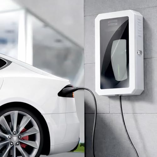 Premium EV Charger Large Protective Enclosure Box, Steel with Tempered Glass, IP54 Rated, Lockable, 70x50x25cm, with Cooling Fan and Air Vents, for Tesla, BYD, ROX, VW ID and Other EV Chargers, White