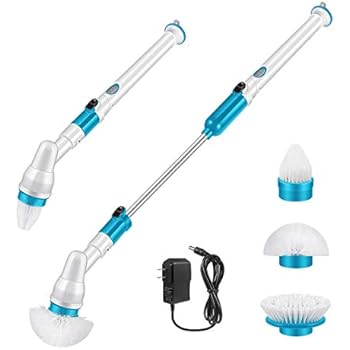 Spin Scrubber, 360 Cordless Tub and Tile Scrubber, Multi-Purpose Power Surface Cleaner with 3 Replaceable Cleaning Scrubber Brush Heads, 1 Extension Arm and Adapter
