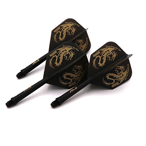 Black Scorpion CUESOUL Rost Integrated Dart Shaft and Flights S/M/L,Set of 3 (Black Dragon, L)
