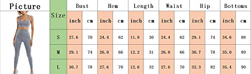 Sexyshine Women's 2 PCS Tracksuit Racerback Bra and Legging Tights Active Workout Sportswear Solid Yoga Set(16176BL,S)
