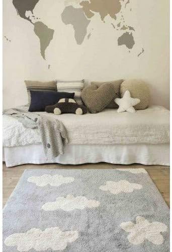 Lorena Canals Wolken Waschbarer Teppich Baumwolle Grau 120 X