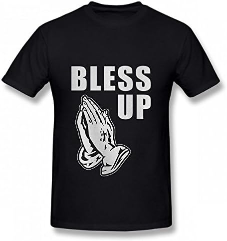MNXBEST Bless Up Praying Hands Tshirt Popular Print T-Shirts Valentine Day Men Tee Black