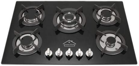 Anmas Home 30" (77cm) Built-in 5 Burner Gas Hob/Cooktop Tempered Glass kitchen Cooker Stove NG/LPG Cooker