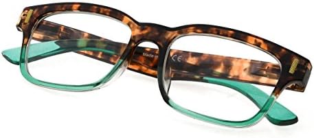 Stylish Two Tone Reading Glasses for Women - Green Frame +1.75