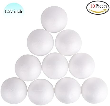 Kixnor White Foam Balls Craft Ball Polystyrene Foam Balls for Crafting Art Decoration Balls for Christmas Household School Projects, Wedding Party Decorations, 10 Pieces, 1.57inch