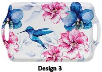 Floral Bird Large Melamine Tea Coffee Biscuit Cake Serving Tray Choice Of Design (Design 3)
