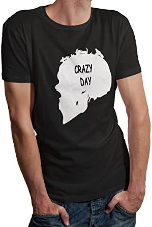Canonon men 's Cotton Head Profile Prints Crewneck Short Sleeve T-shirt Black M
