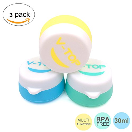 HAL Silicone Cosmetic Containers with Sealed Lids Pack of 3, 30ml Soft Silicone - BPA Free, Great for Travel, Home and Outdoor