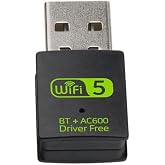 Bluetooth Dongle, WLAN USB Stick 600Mbps USB WiFi Bluetooth Adapter PC Dual Band 2.4GHz/5GHz Wireless Wi-Fi Network Card
