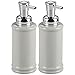mDesign Foaming Soap Ceramic Dispenser Pump Bottle for Bathroom Vanities or Kitchen Sink, Countertops - Pack of 2, Light Gray/Chrome