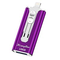 iOS Flash Drive for iPhone Photo Stick 128GB Memory Stick XiangGao USB 3.0 Flash Drive Lightning Memory Stick for iPhone iPad Android and Computers (purple-128gb)