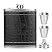 MONODY Hip Flask 7 OZ Drinking Flask Set for Men Stainless Steel with Black PU Leather - Includes Funnel and 2 Little cups for Discrete Shot Drinking of Alcohol, Whiskey, Rum and Vodka