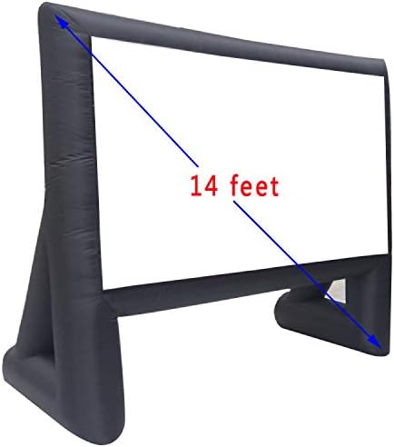 22 Feet Inflatable Outdoor Movie Projector Screen,Blow Projector Screen Projection Screen for Outdoor Backyard - Includes Big Power Fan, Base Stakes,Tie-Downs and Storage Bag (14ft)