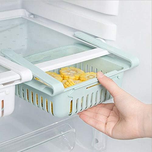 Tincocen Refrigerator Partition Layer Durable Storage Rack Fridge Freezer Space Saver Organizer Fruit Vegetable Holder Drawer Fridge Shelf Refrigerator Holder Storage Box Home Organizer