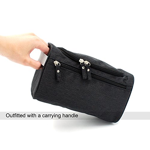 Travel Toiletry Bag Waterproof Zip Organizer Hanging Cosmetic Makeup Shower Bag With Large Compartment for Men Women for Trip Vacation Gym (Black)