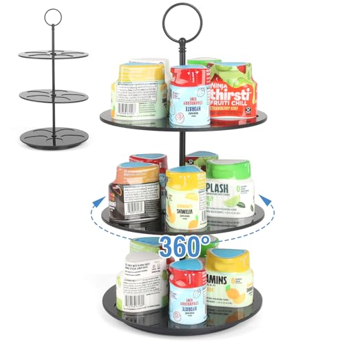 Taladad Pod Holder for Ninja Thirsti Pods, 360° Rotating15-Flavor Storage Holder for Ninja Thirsty Drink System Pod Organizer for Ninja Thirsty Flavor Pods,Water Flavoring Black