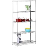 Honey-Can-Do SHF-01443 Adjustable Industrial Storage Shelving Unit, 200-Pounds Per Shelf, Chrome, 5-Tier, 36Lx14Wx72H