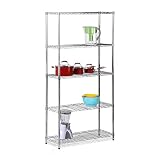 Honey-Can-Do SHF-01443 Adjustable Industrial Storage Shelving Unit, 200-Pounds Per Shelf, Chrome, 5-Tier, 36Lx14Wx72H