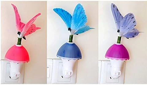 LED Creative Energy-Saving Night Light Sensor Lights vivid fibre optical butterfly with RGB color changing LED lights(Style 1 purple)