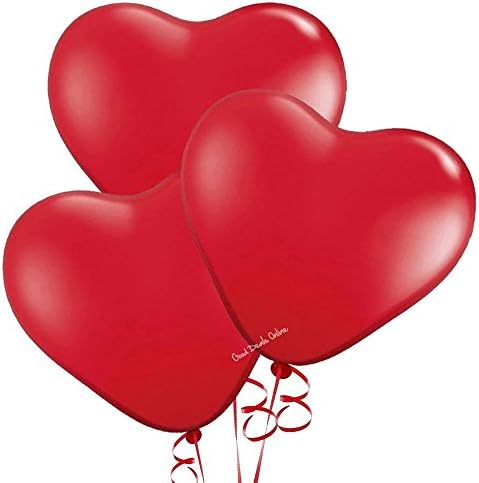 Beautiful Valentines Party Supplies For That Special Loved One - Ideal for Valentines Day, Anniversaries, Proposals, Wedding's, Birthday's, Special Occasion's (Red Heart Balloons)