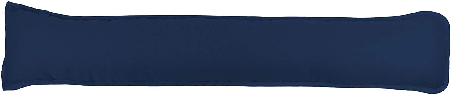 Pavla-Outlet Plain Dyed Fabric Draught Excluder Hollowfibre Filled Draught Stopper Cushion Bottom of Door/Window Draft Guard/Energy Saver Draft Insulator - 90x18cm (Navy, Pack of 1)