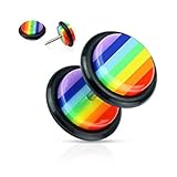 West Coast Jewelry Rainbow Striped Acrylic Fake