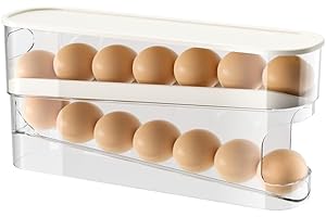 ZEDACY Auto Rolling Fridge Egg Organizer, Space Saving Eggs Dispenser, Home Egg Holder for Refrigerator Storager（1 pack）