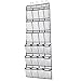 24 Large Pockets Hanging Over The Door Shoe Organizers with 4 Steel Over The Door Hooks (Grey)
