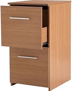 crazyshop - Mueble archivador con dos cajones, efecto de madera/roble