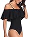 Tempt Me Women's Black Off Shoulder One Piece Swimsuits Flounce Ruffle Bathing Suits L