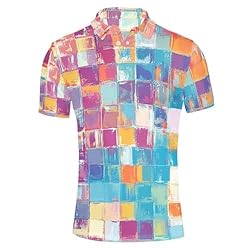 HUGS IDEA Colorful Grid Polo Shirts for Men