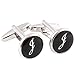 H&H HJ Men's 2PCS Rhodium Plated Cufflinks Silver Initial Letter Shirt Wedding Business 1 Pair Set Black J