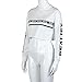 Women Teen Girls Long Sleeve Striped Crop Top Sweatshirt Pullover Cute Tops T Shirt (S, White)