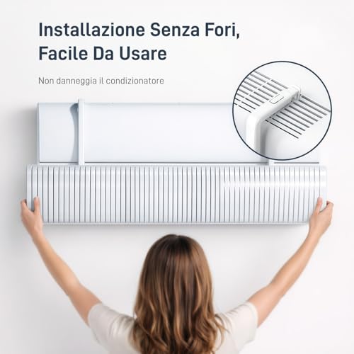 UEMUSI Split Air Conditioning Deflector, Universal Anti-Blow Air Conditioner Diverter with Grate, 180° Adjustable Air Conditioning Deflector for Home and Office