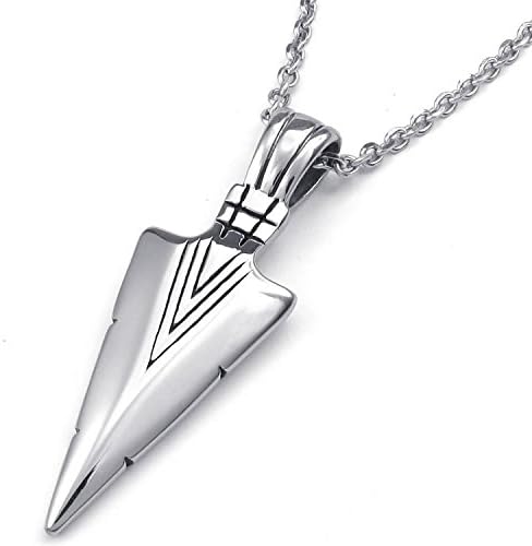 Casoty Jewelry Fashion Cool Arrowhead Arrow Charm Boy&amp;Men Biker Stainless Steel Pendant Necklace（brand）gift (22 Inches)