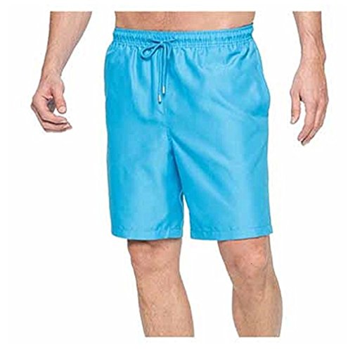Kirkland Signature Men's Elastic Waistband Mesh Lined Swim Short Trunk (Medium, Swimming Pool Blue)