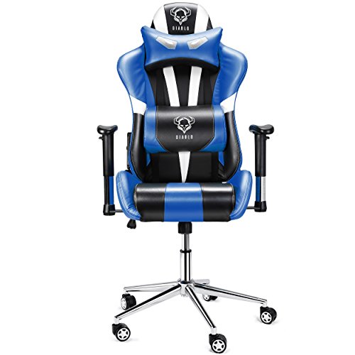 Diablo-X-Eye-Gaming-Sedia-Base-cromata-braccioli-Regolabili-meccanismo-di-inclinazione-Cuscino-Lombare-Finta-Pelle-Portata-150-kg-Scelta-del-Colore-Nero-Blu