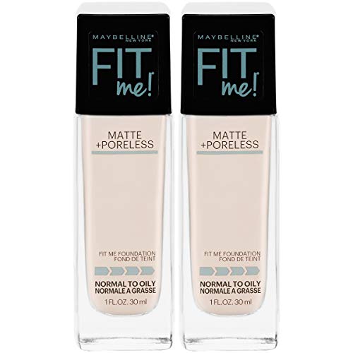 Maybelline New York Fit Me Matte + Poreless Liquid Foundation Makeup, Fair Porcelain, 2 Fluid Ounce