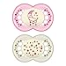 MAM Night Pacifiers (2 Count), MAM Pacifiers 6+ Months, Best Pacifier for Breastfed Babies, Glow in the Dark Pacifier, Pink and White primary